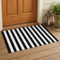 HomeRoots Black & White Striped Washable Non Skid Area Rug - image 1