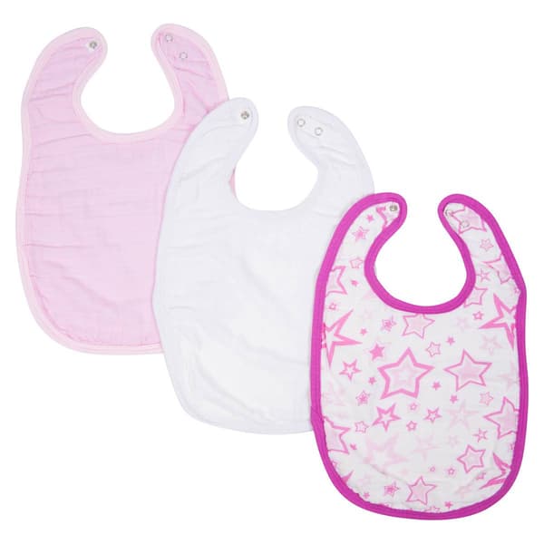 Baby Girl MiracleWare(R) 3-Pack Stars Muslin Adjustable Bib - image 