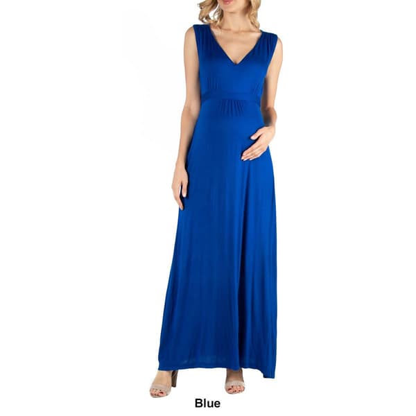 Womens 24/7 Comfort Apparel V-Neck Maternity Maxi Dress