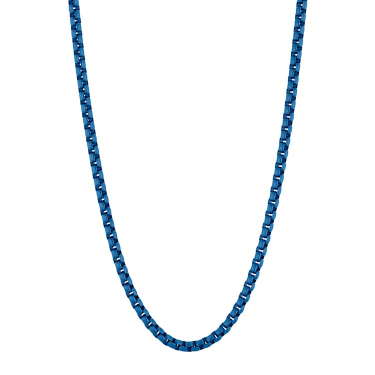 Mens Gentlemens Classics(tm) Blue Ion Plated Box Chain Necklace