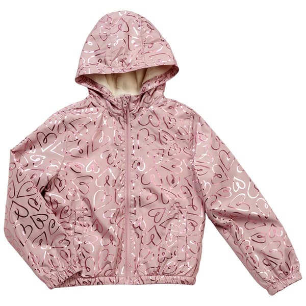 Girls &#40;7-16&#41; Pink Platinum&#40;R&#41; Foil Heart Windbreaker - image 