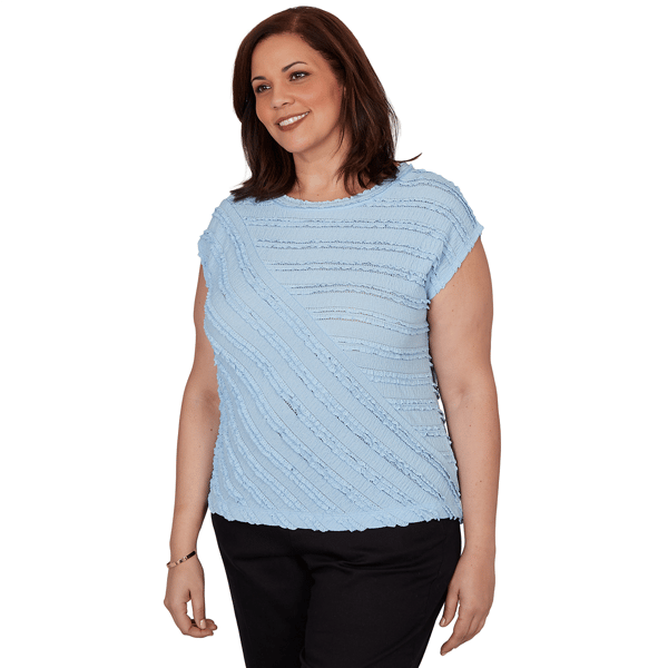 Plus Size Skye’s the Limit Sunny Blue Skies Ruffle Stripe Blouse