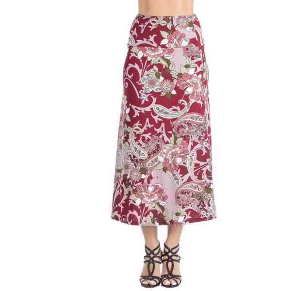 Womens 24/7 Comfort Apparel Paisley Print Maxi Skirt