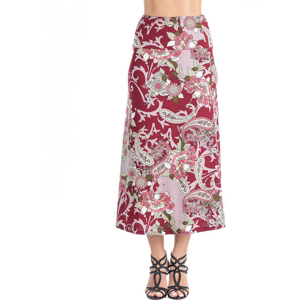 Womens 24/7 Comfort Apparel Paisley Print Maxi Skirt - image 