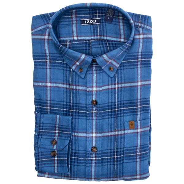 Mens IZOD&#40;R&#41; Long Sleeve Stratton Flannel Shirt - Moonlight - image 