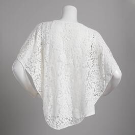 Womens NY Collection Tonal Lace Popover Top