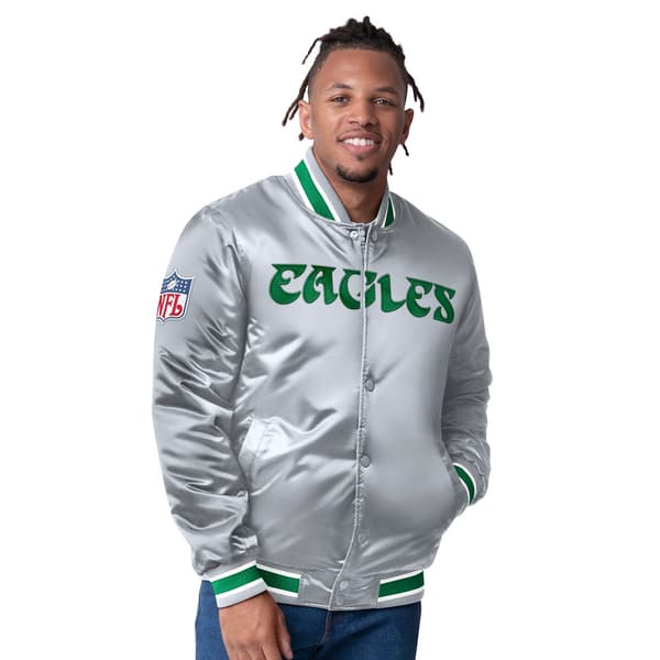 Mens Starter&#174; Eagles Reversible Jacket - Green/Silver