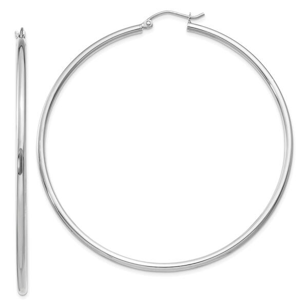 Gold Classics&#40;tm&#41; 14kt. White Gold 60mm Hoop Earrings - image 