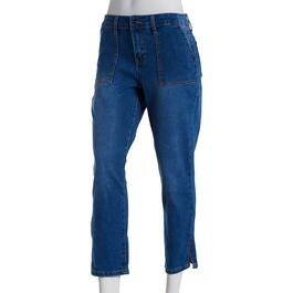 Petite Bleu Denim 26in. Denim Jeans w/Ankle Side Slit & Pockets