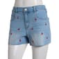 Juniors No Comment Mid Rise Embroidered Cherries Denim Mom Shorts - image 1