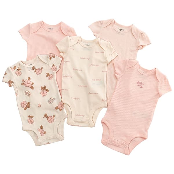 Baby Girl (NB-24M) Carters(R) 5pk. Hello Baby Bodysuits - image 