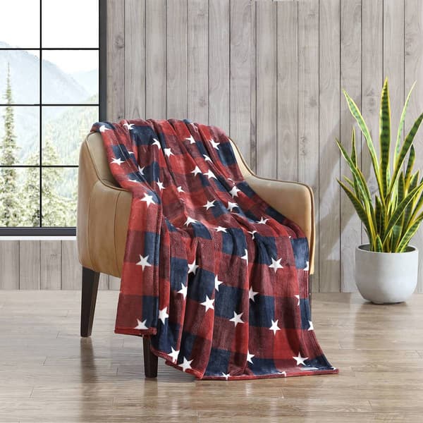Eddie Bauer Americana Plaid Plush-Fleece Throw