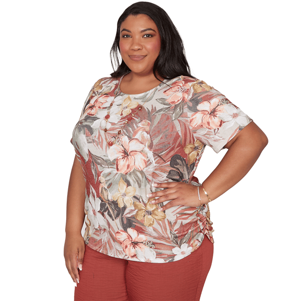 Plus Size Alfred Dunner Spice Market Dramatic Floral Blouse