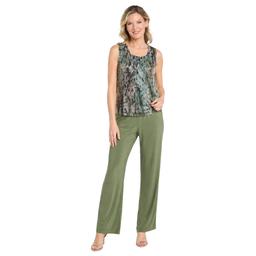Womens R&M Richards 3pc. Abstract Metallic Crinkle Pant Set
