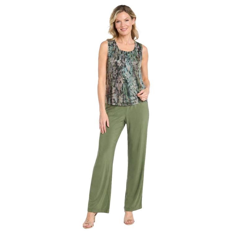 Womens R&M Richards 3pc. Abstract Metallic Crinkle Pant Set