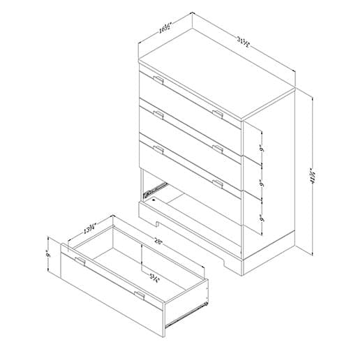 South Shore Reevo 4-Drawer Chest - White