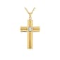 Mens Forever New Stainless Steel Gold IP CZ Cross Pendant - image 1