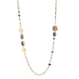 Ashley Cooper&#40;tm&#41; Gold-Tone Grey Stone/Pearl Station Necklace