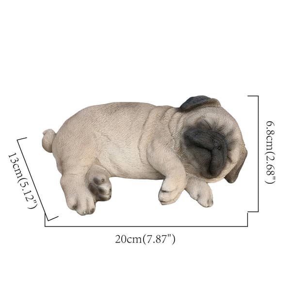 Hi-Line Gift Cozy Brown Sleeping Pug Puppy Garden Statue