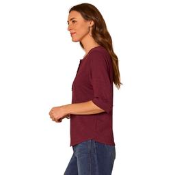 Plus Size Democracy Elbow Roll Cuff Sleeve 1/4 Button Blouse
