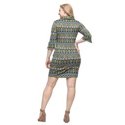Womens 24/7 Comfort Apparel Green Geometric Collar Mini Dress