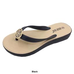 Womens Ashley Blue Glee Medallion Jelly Flip Flops