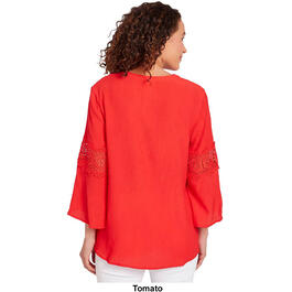 Petite Ruby Rd. Red White & New Woven Solid Gauze Blouse