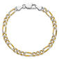 Gold Plated over Sterling Silver Two-Tone Figaro Chain Bracelet - image 5