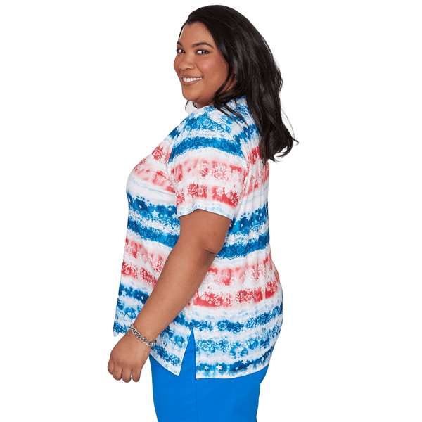 Plus Size Alfred Dunner Lady Liberty Americana Tie Dye Blouse