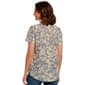 Womens Notations Short Sleeve Floral Split Neck Pleated Blouse - image 2