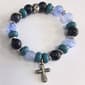 Beautiful Blessings Blue Tonal Stretch Bracelet with Cross Charm - image 1