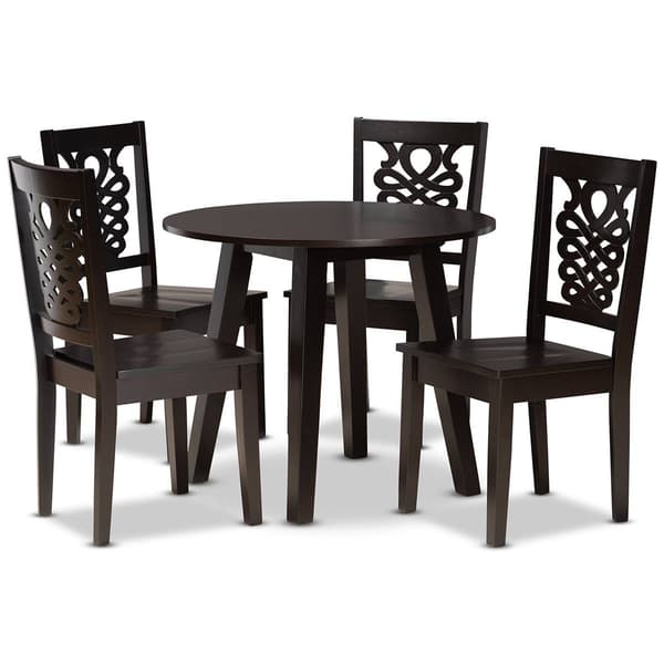 Baxton Studio Mina Dark Brown Finished Wood 5pc. Dining Set