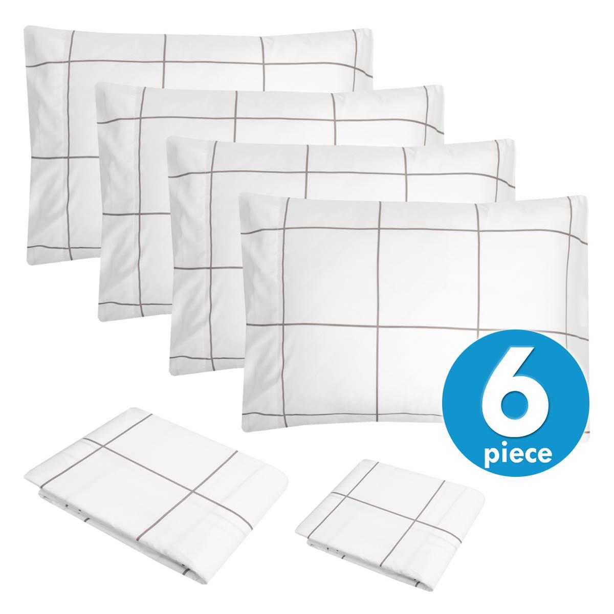 Sweet Home Collection 6pc. Window Pane Microfiber Sheets Set