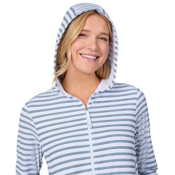 Womens Free Country Sunfree Full Zip Stripe Sun Shirt