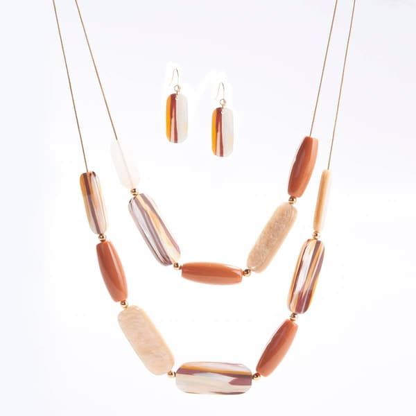 Ashley Cooper&#40;tm&#41; Marbleized Bead Chain Layered Necklace & Earrings - image 