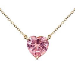 14kt. Gold Plated & Pink CZ Chunky Heart Necklace