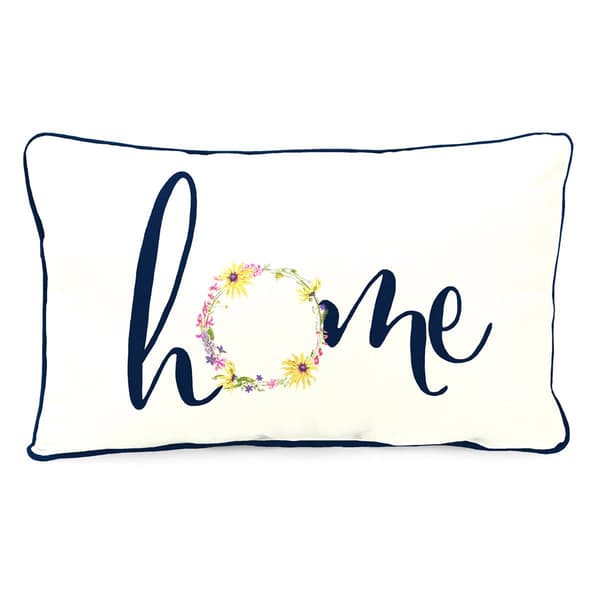 Jordan Manufacturing Home Flower Wreath Lumbar Throw Pillow
