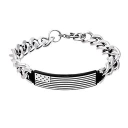 Mens 8.5in. Two-Tone American Flag ID Bracelet