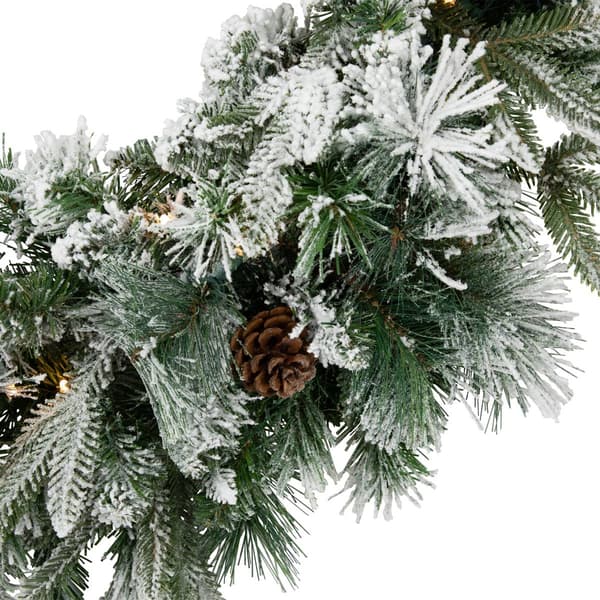 Northlight Seasonal 30in. Pre-Lit Pine Flocked Christmas Wreath