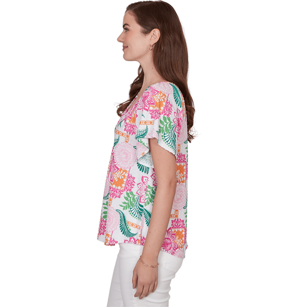 Petite Ruby Rd. Hothouse Florals Textured Floral Blouse