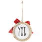 Northlight Embroidered Joy w/ Bow Wooden Disc Christmas Ornament - image 6