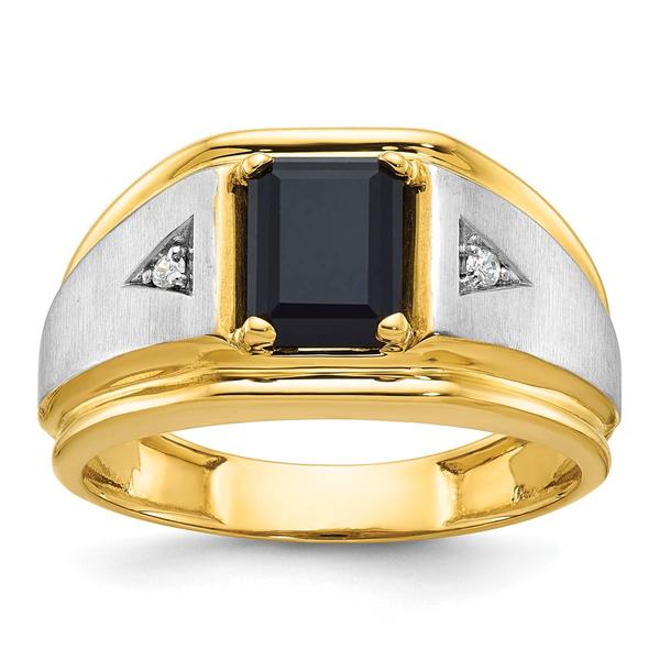 Mens Gentlemens Classics(tm) 14kt. Two Tone Satin Onyx Ring - image 