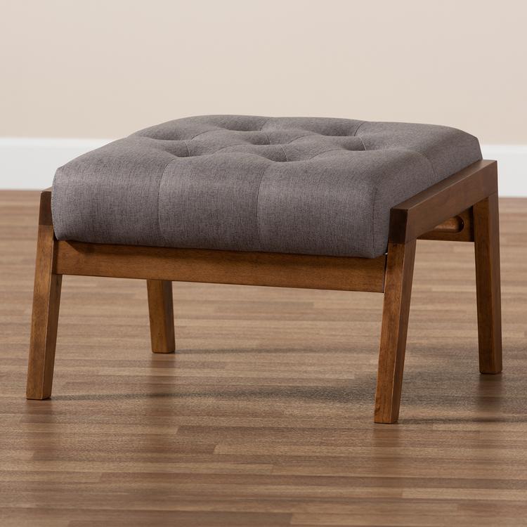 Baxton Studio Naeva Mid-Century Wood Footstool