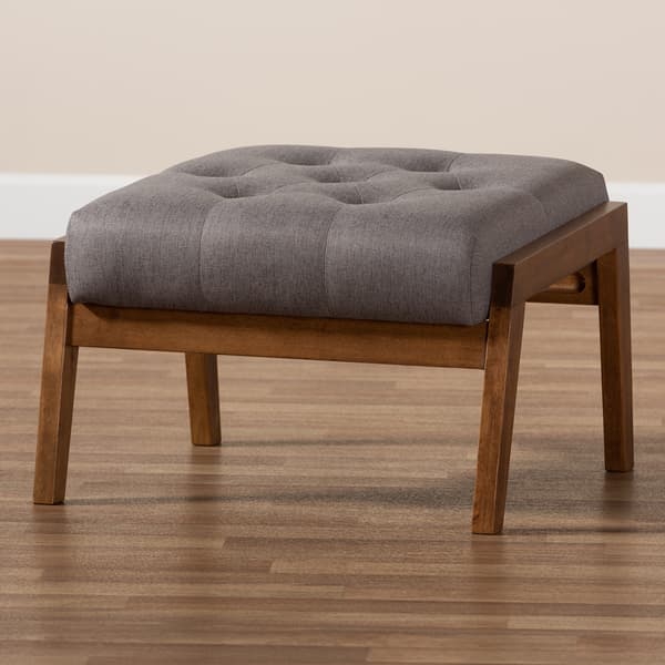 Baxton Studio Naeva Mid-Century Wood Footstool