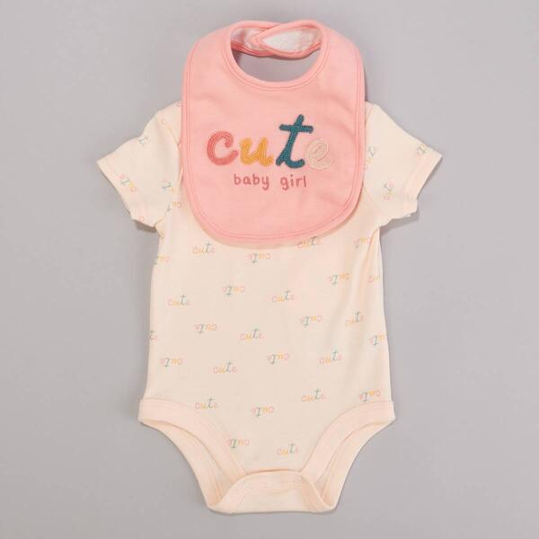Baby Girl &#40;NB-9M&#41; bon bebe&#40;R&#41; Cute Girl Bodysuit & Bib - image 