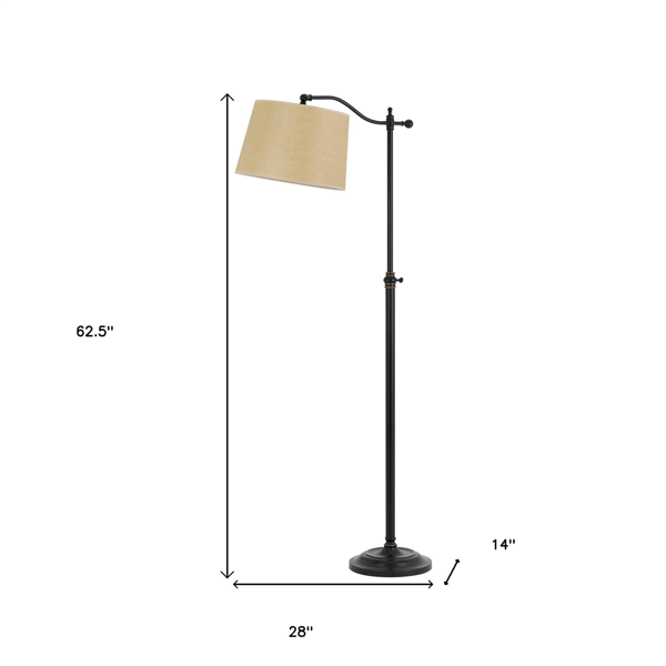 HomeRoots 63in. Bronze Adjustable Floor Lamp With Square Shade
