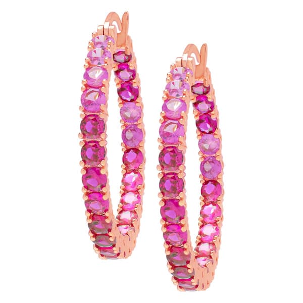 Gianni Argento Lab Grown Ruby Ombre Round Hoop Earrings - image 