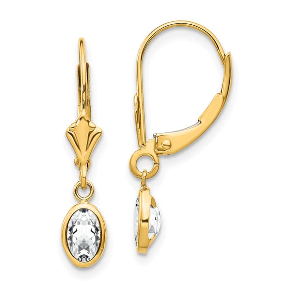 Gemstone Classics&#40;tm&#41; 14kt. Gold White Topaz Dangle Earrings - image 