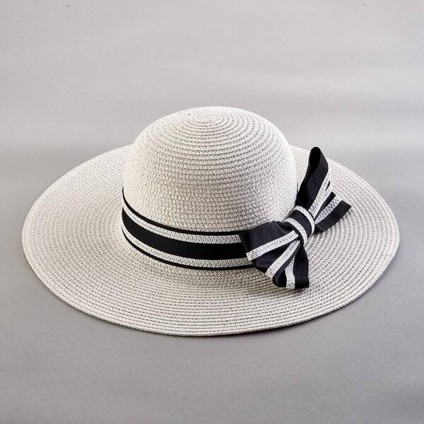 Womens Madd Hatter Floppy Hat With a Straw Bow - image 