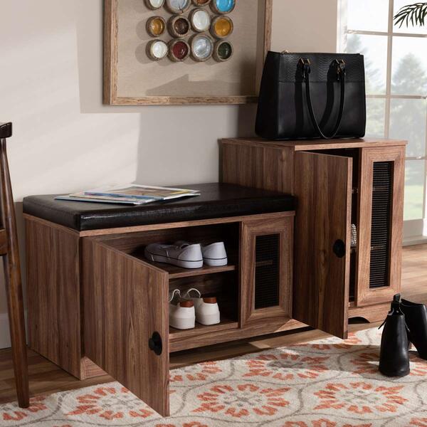 Baxton Studio Valina 2 Door Shoe Storage Bench with Cabinet - image 